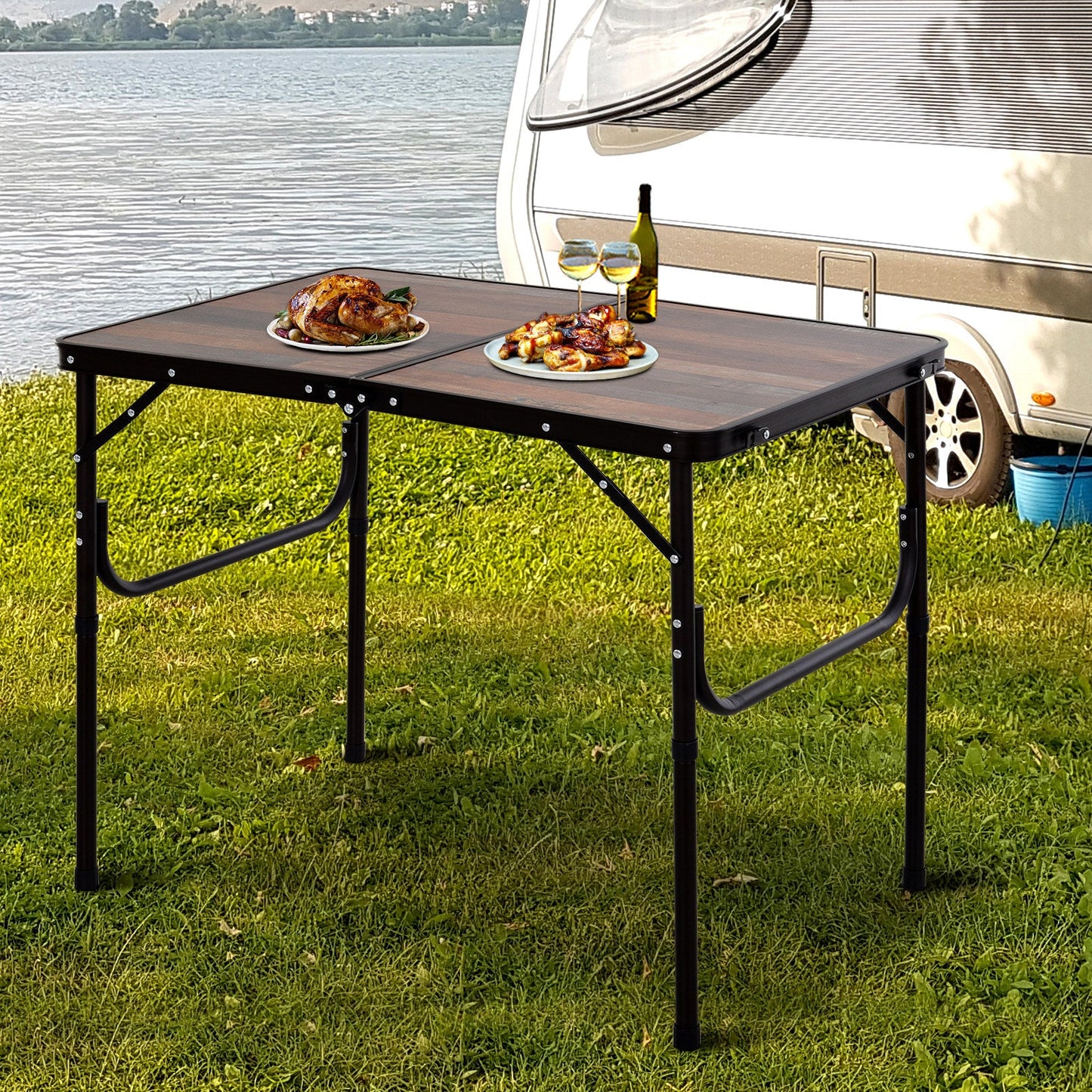 3ft Height Adjustable MDF Folding Camping Table-1