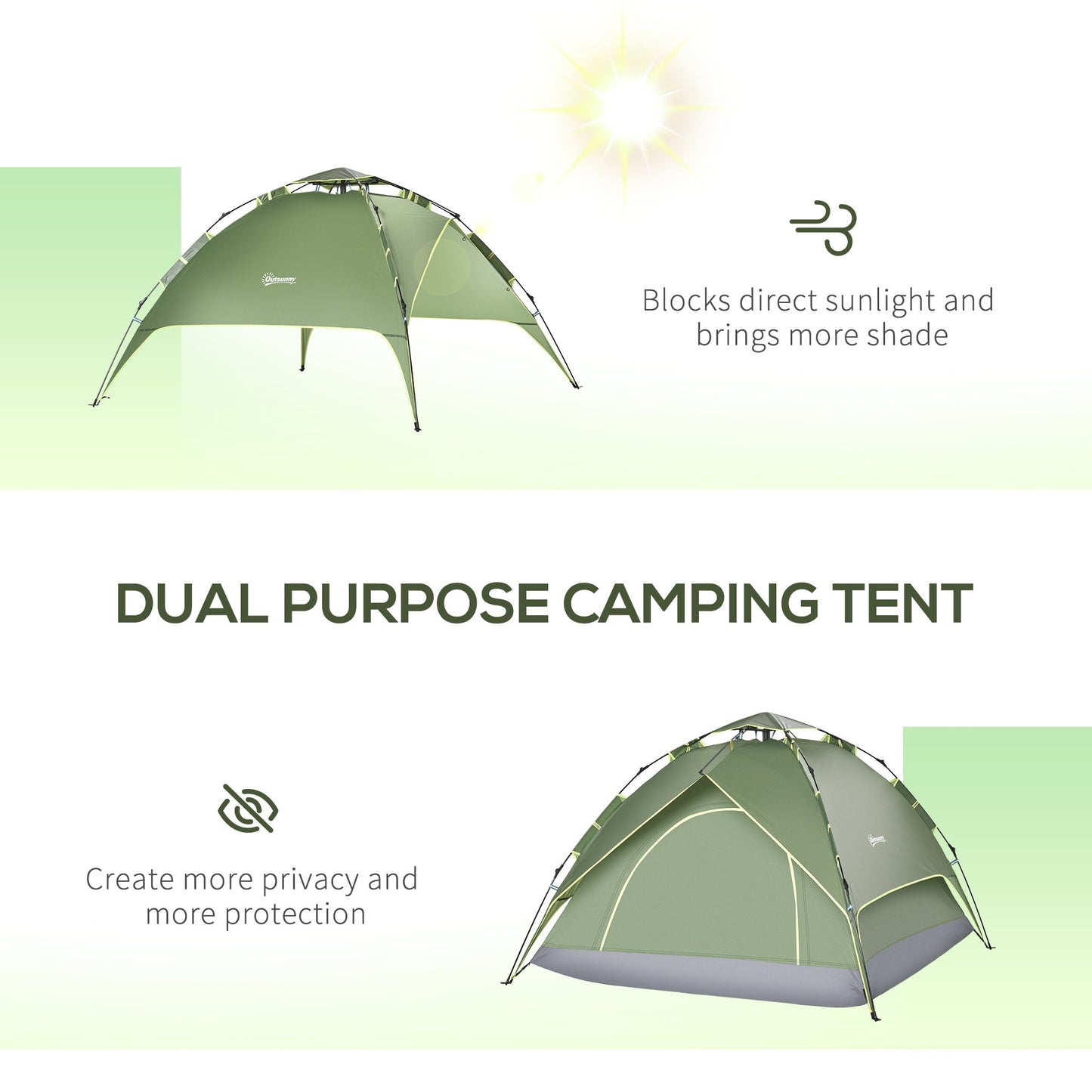 Three Man Pop Up Tent Camping Festival Hiking Family Travel Shelter Portable-4