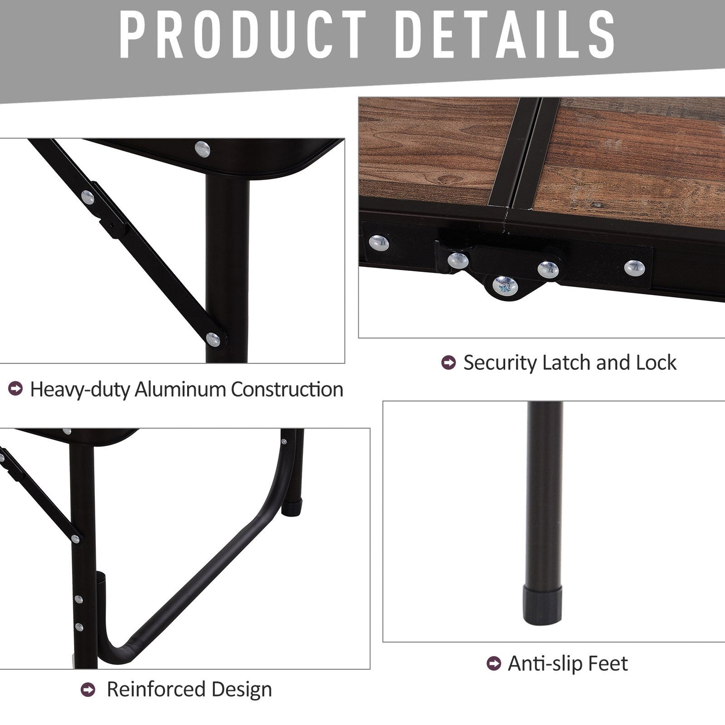 3ft Height Adjustable MDF Folding Camping Table-4