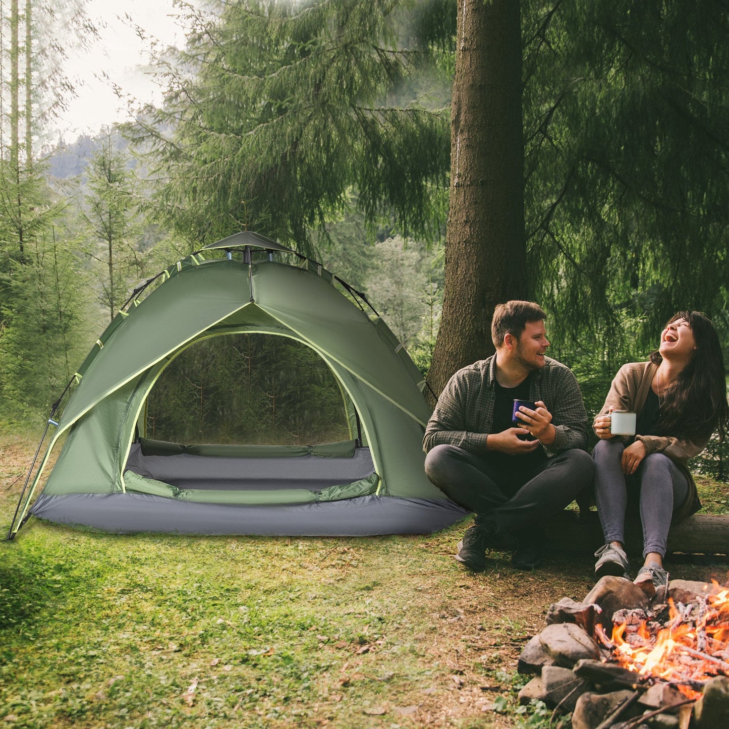 Three Man Pop Up Tent Camping Festival Hiking Family Travel Shelter Portable-1