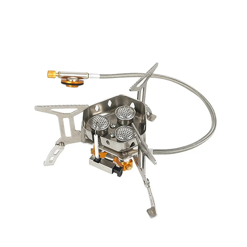 Three-Head Gas Stove Windproof Camping Silver-0