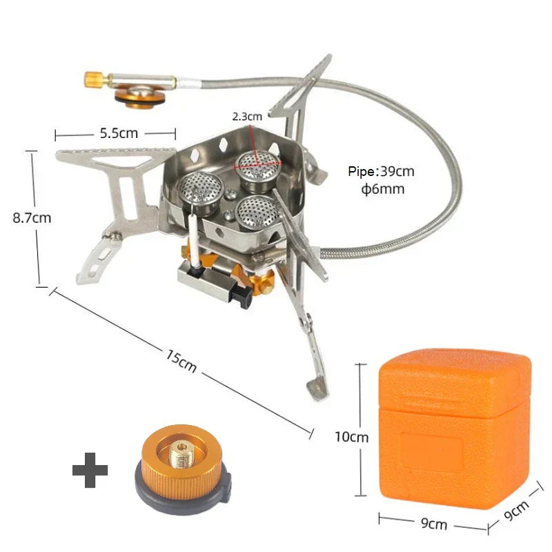 Three-Head Gas Stove Windproof Camping Silver-1