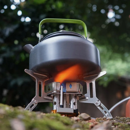 Three-Head Gas Stove Windproof Camping Silver-4